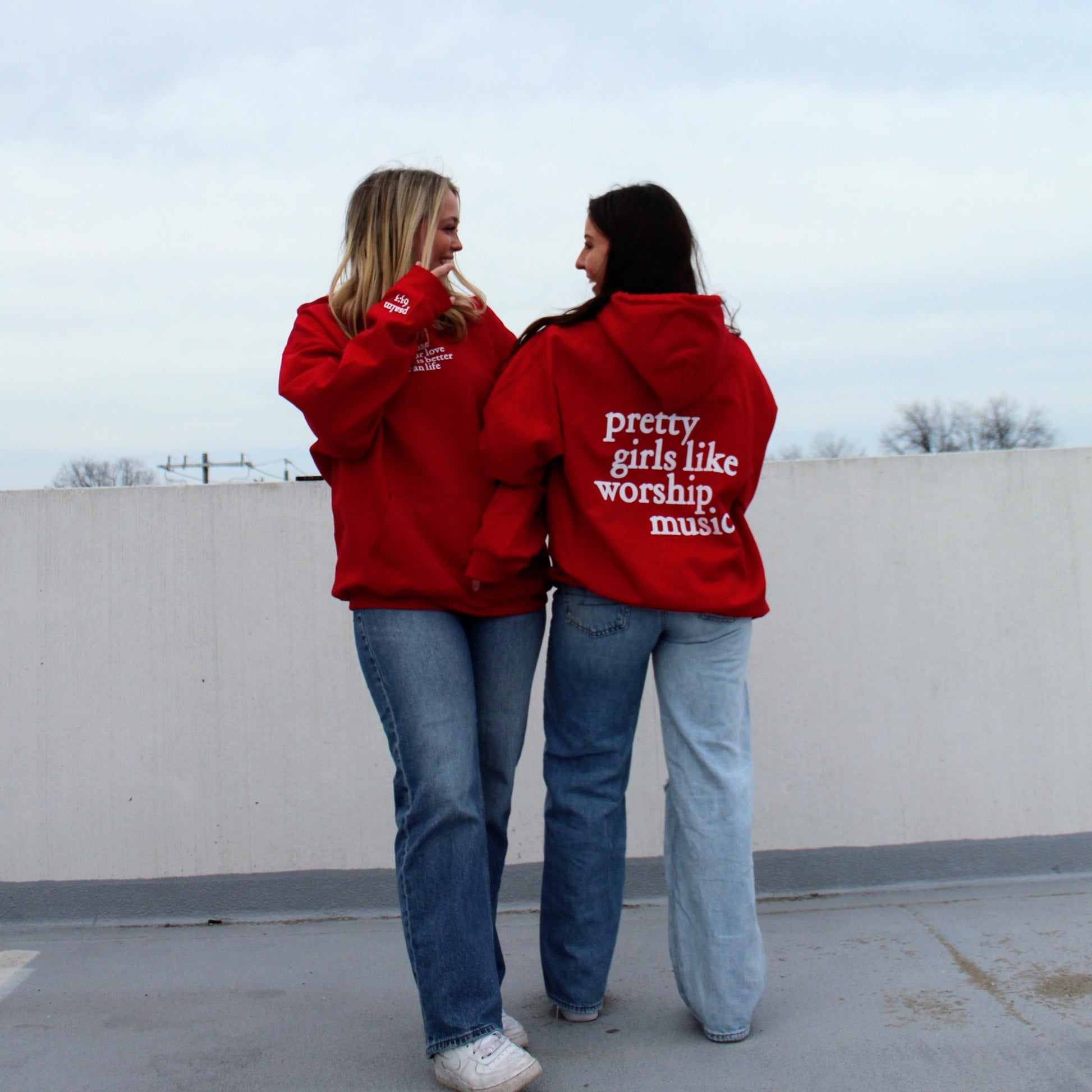 pretty girls like worship music red hoodie christian apparel 