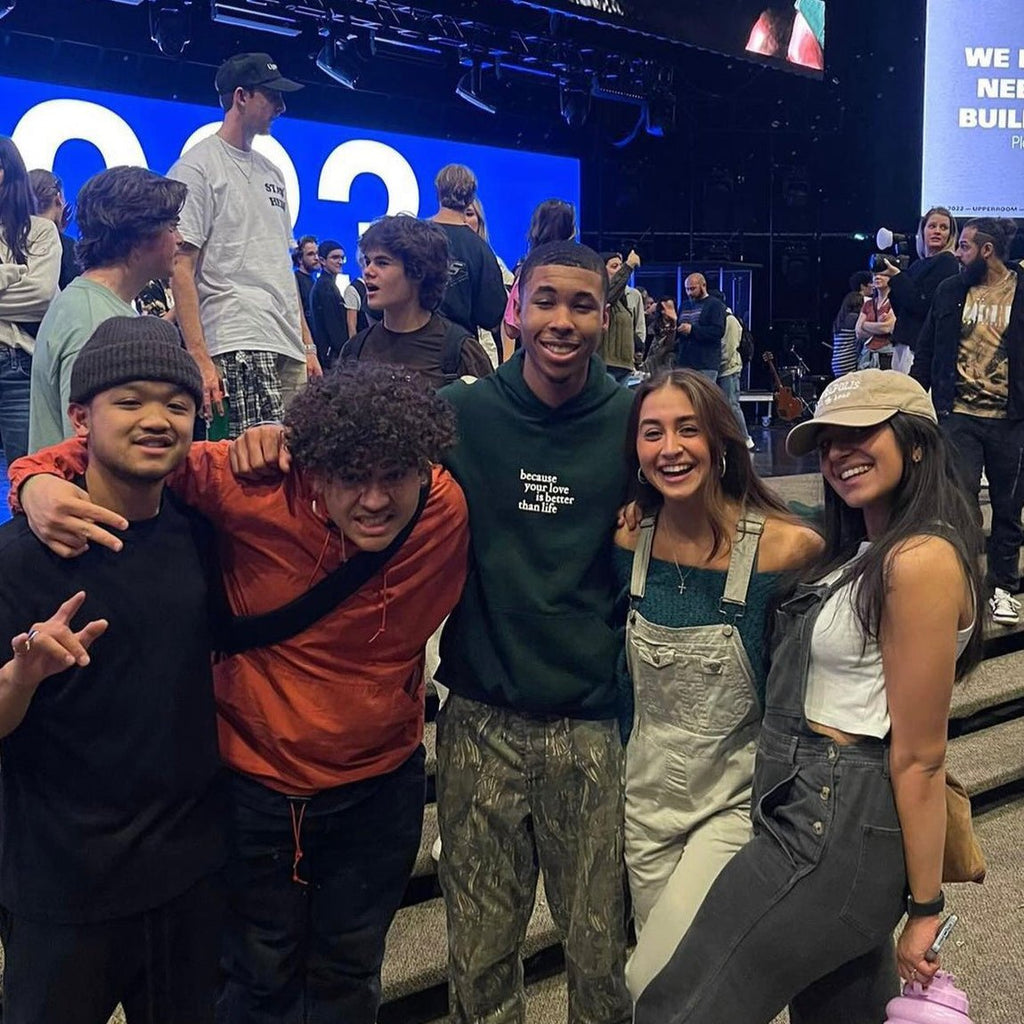 male wearing pretty girls like worship music hoodie group photo 